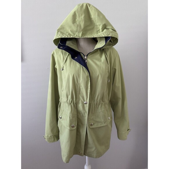 Vintage Mackintosh New England Green Hooded‎ Raincoat Adjust Waist Size Medium - Picture 1 of 11
